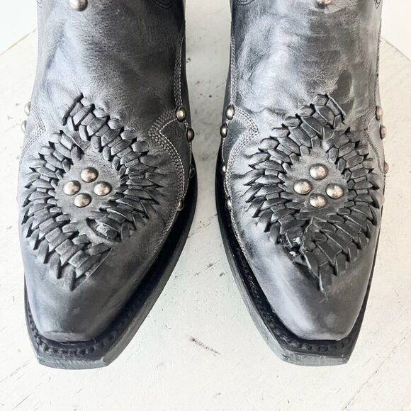 Lane COSSETTE Womens Cowboy Boots 6 Black Leather Western Cowgirl 15" Tall - Picture 6 of 12